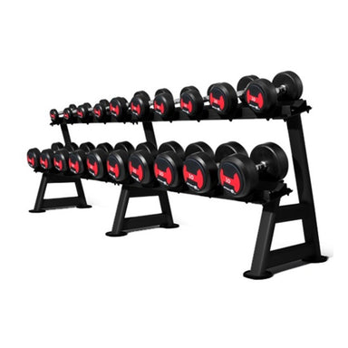 Gym Gear 12 pair 2 tier rack with dumbbells on