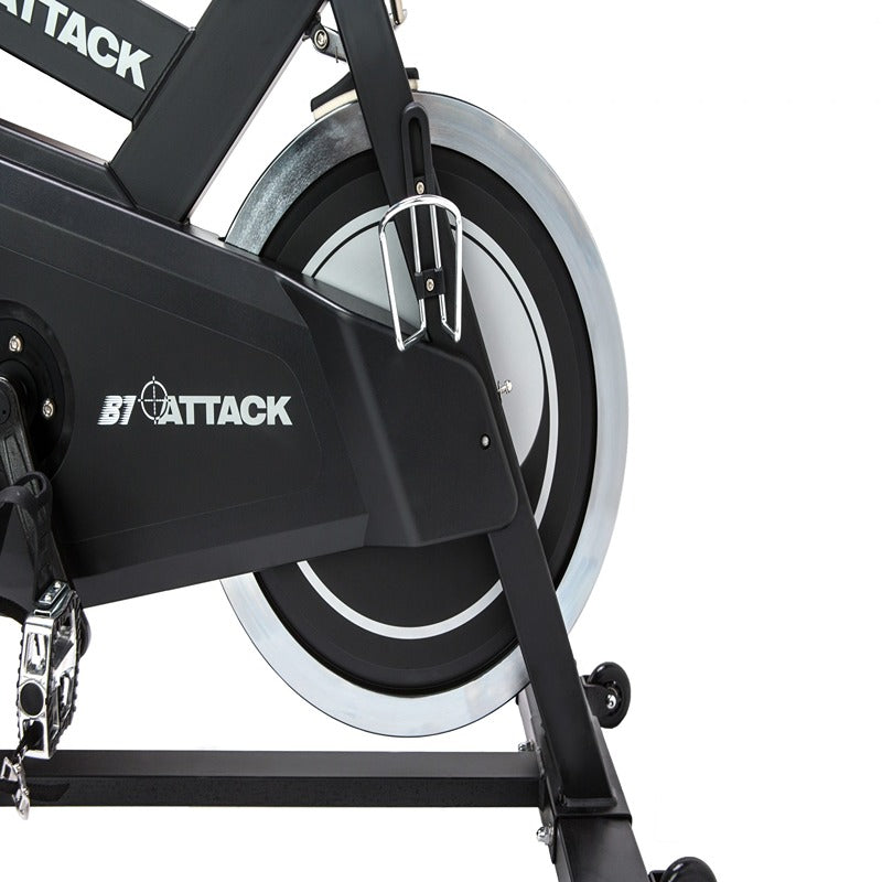 Attack fitness B1 exercise bike wheel, silver and black rims
