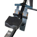 Attack fitness rowing machine seat view with foot holders in place