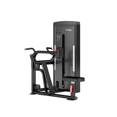 Attack fitness seated row machine zoomed out in black