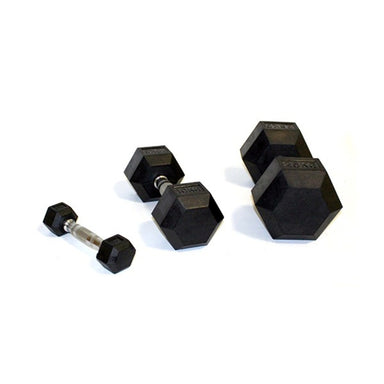 Gym gear rubber hex dumbbell set 2.5kg - 12.5kg, anti roll design in black